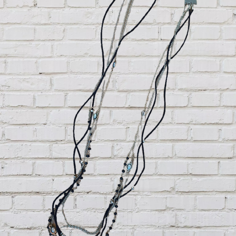 Black and Silver Layered Necklace